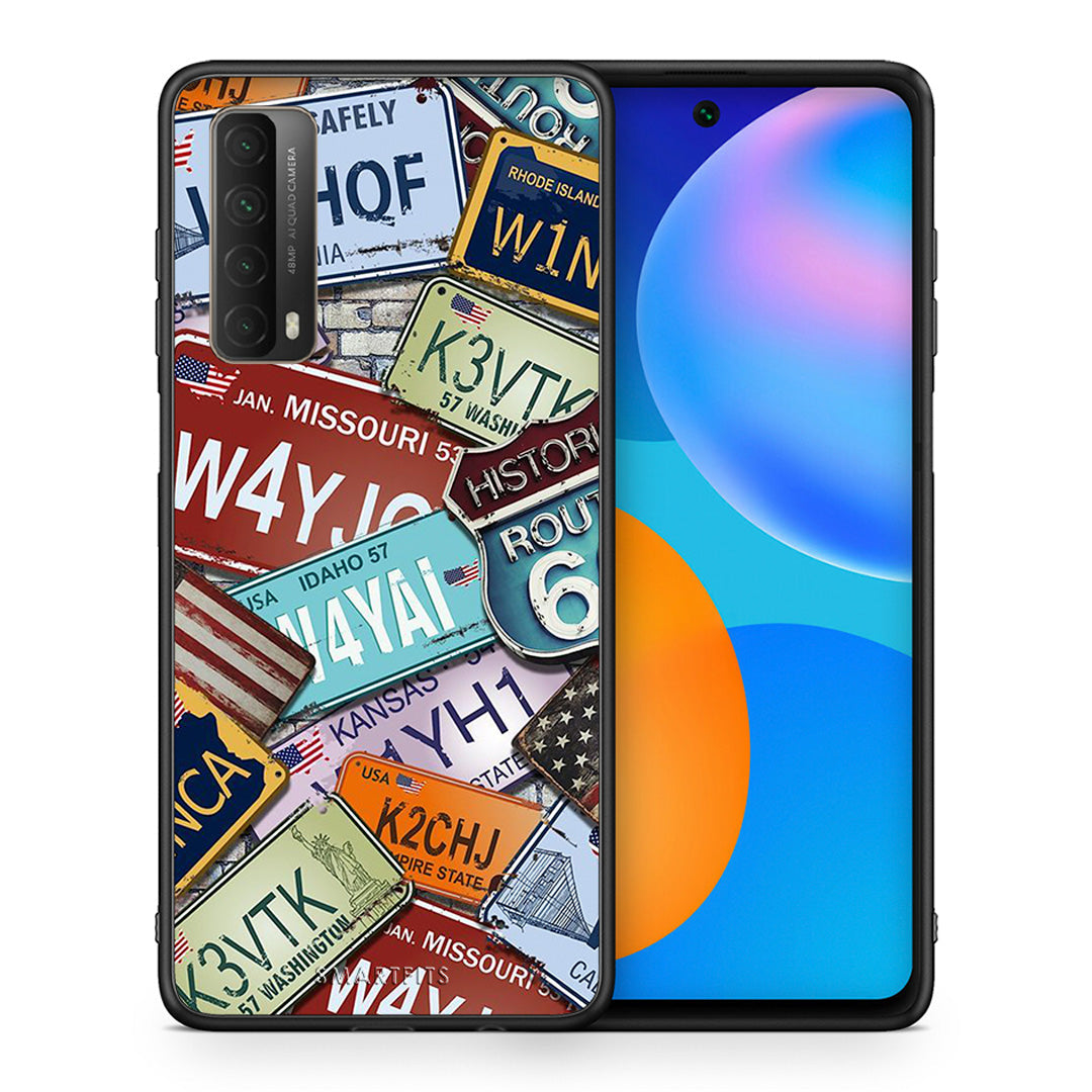 Θήκη Huawei P Smart 2021 Car Plates από τη Smartfits με σχέδιο στο πίσω μέρος και μαύρο περίβλημα | Huawei P Smart 2021 Car Plates case with colorful back and black bezels
