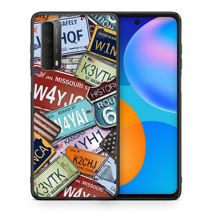 Θήκη Huawei P Smart 2021 Car Plates από τη Smartfits με σχέδιο στο πίσω μέρος και μαύρο περίβλημα | Huawei P Smart 2021 Car Plates case with colorful back and black bezels