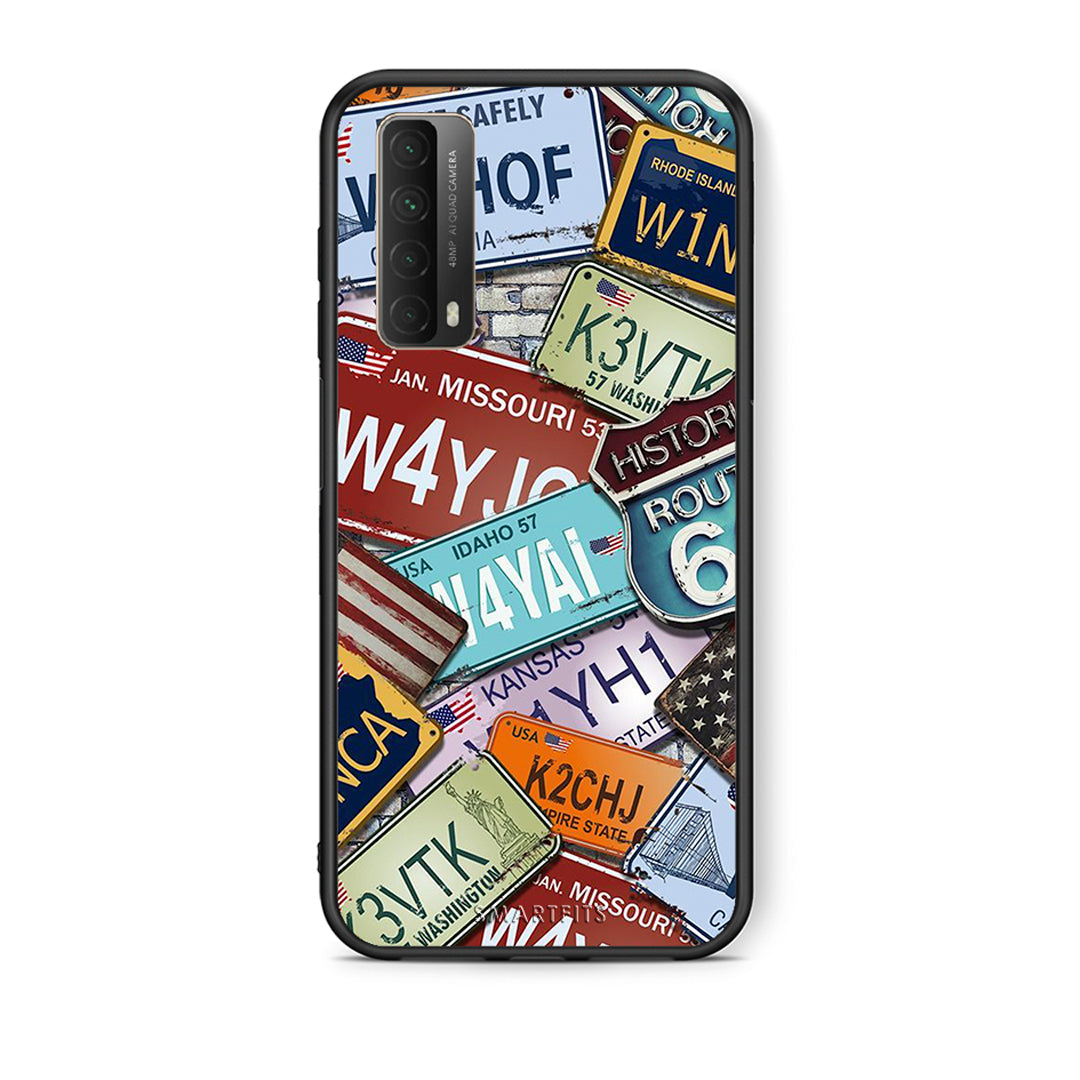 Θήκη Huawei P Smart 2021 Car Plates από τη Smartfits με σχέδιο στο πίσω μέρος και μαύρο περίβλημα | Huawei P Smart 2021 Car Plates case with colorful back and black bezels