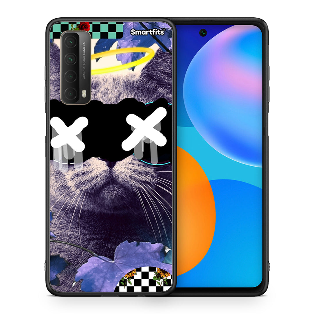 Θήκη Huawei P Smart 2021 Cat Collage από τη Smartfits με σχέδιο στο πίσω μέρος και μαύρο περίβλημα | Huawei P Smart 2021 Cat Collage case with colorful back and black bezels