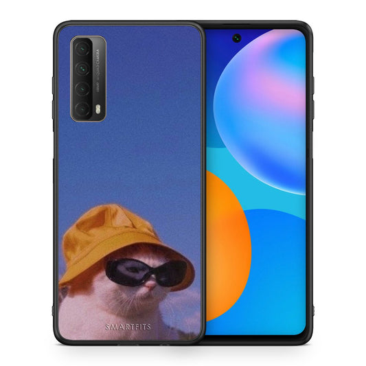 Θήκη Huawei P Smart 2021 Cat Diva από τη Smartfits με σχέδιο στο πίσω μέρος και μαύρο περίβλημα | Huawei P Smart 2021 Cat Diva case with colorful back and black bezels