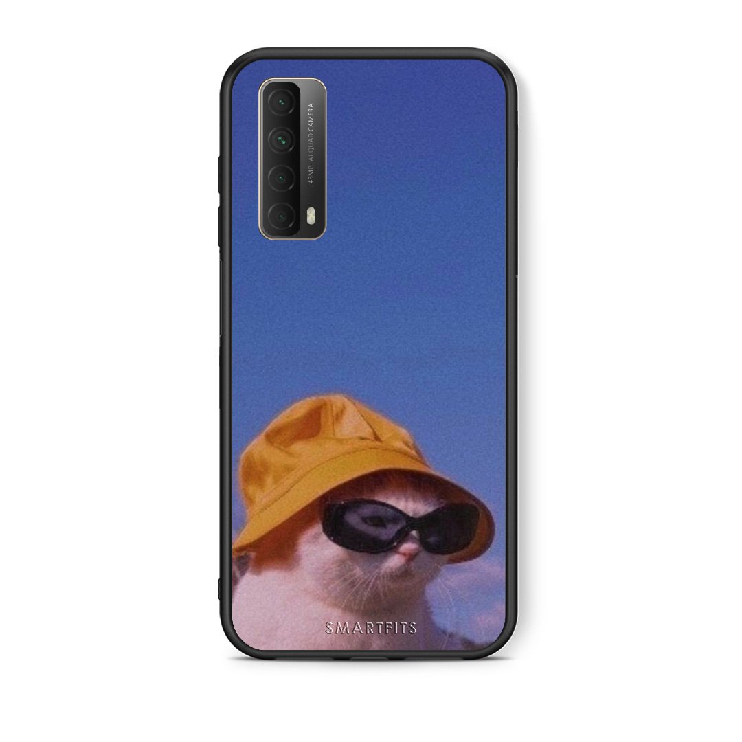 Θήκη Huawei P Smart 2021 Cat Diva από τη Smartfits με σχέδιο στο πίσω μέρος και μαύρο περίβλημα | Huawei P Smart 2021 Cat Diva case with colorful back and black bezels