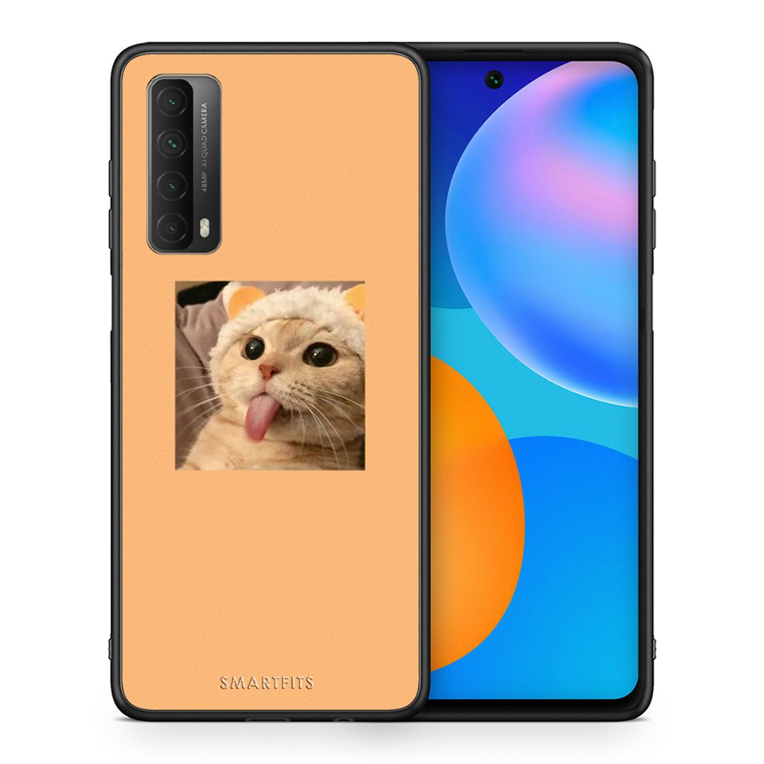 Θήκη Huawei P Smart 2021 Cat Tongue από τη Smartfits με σχέδιο στο πίσω μέρος και μαύρο περίβλημα | Huawei P Smart 2021 Cat Tongue case with colorful back and black bezels
