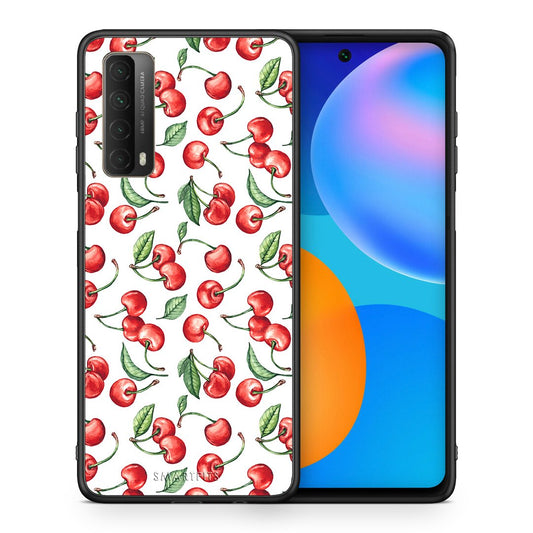 Θήκη Huawei P Smart 2021 Cherry Summer από τη Smartfits με σχέδιο στο πίσω μέρος και μαύρο περίβλημα | Huawei P Smart 2021 Cherry Summer case with colorful back and black bezels