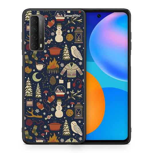 Θήκη Huawei P Smart 2021 Christmas Elements από τη Smartfits με σχέδιο στο πίσω μέρος και μαύρο περίβλημα | Huawei P Smart 2021 Christmas Elements case with colorful back and black bezels