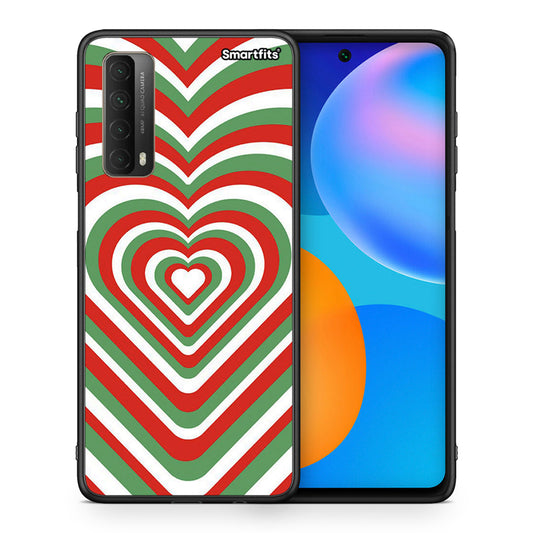 Θήκη Huawei P Smart 2021 Christmas Hearts από τη Smartfits με σχέδιο στο πίσω μέρος και μαύρο περίβλημα | Huawei P Smart 2021 Christmas Hearts case with colorful back and black bezels