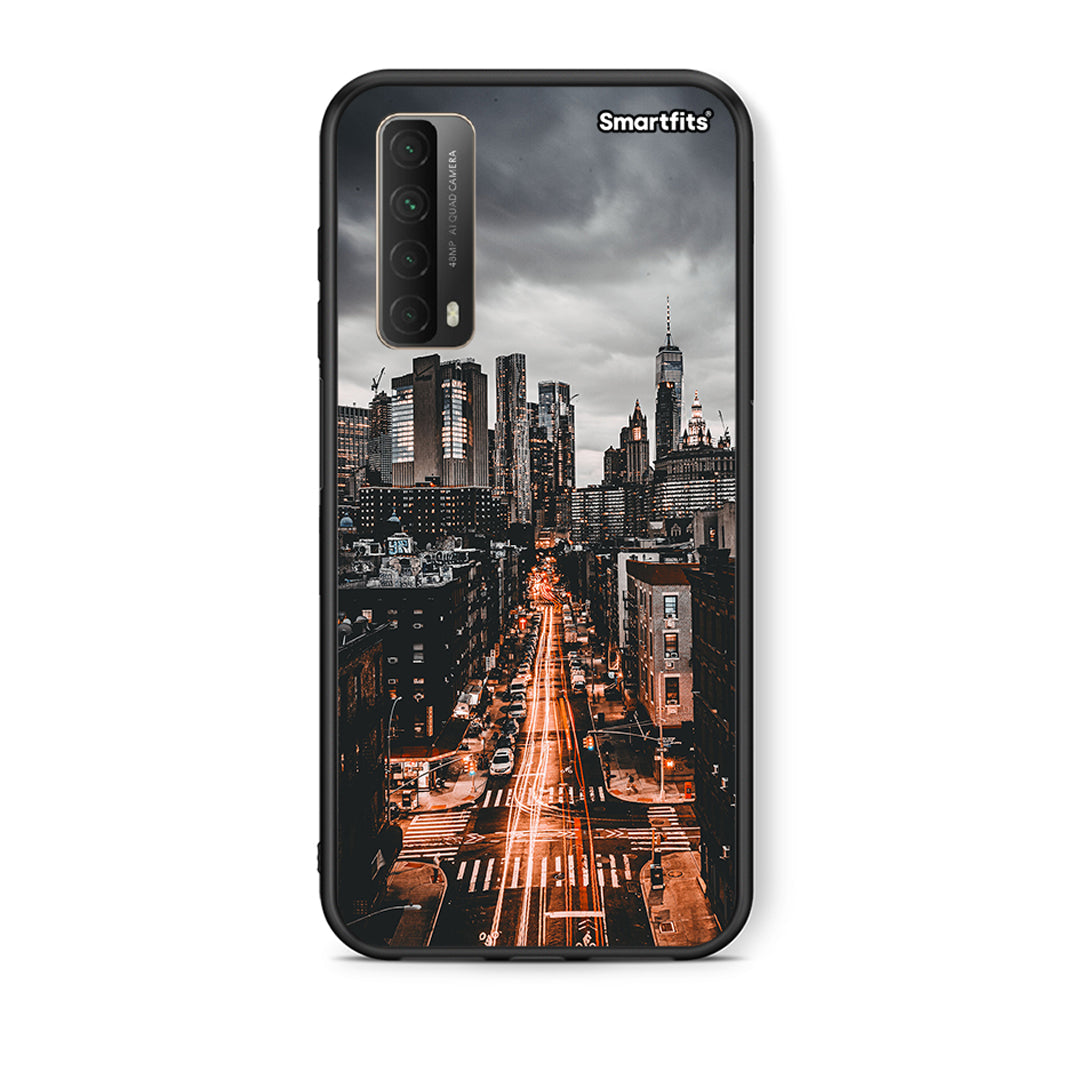 Θήκη Huawei P Smart 2021 City Lights από τη Smartfits με σχέδιο στο πίσω μέρος και μαύρο περίβλημα | Huawei P Smart 2021 City Lights case with colorful back and black bezels