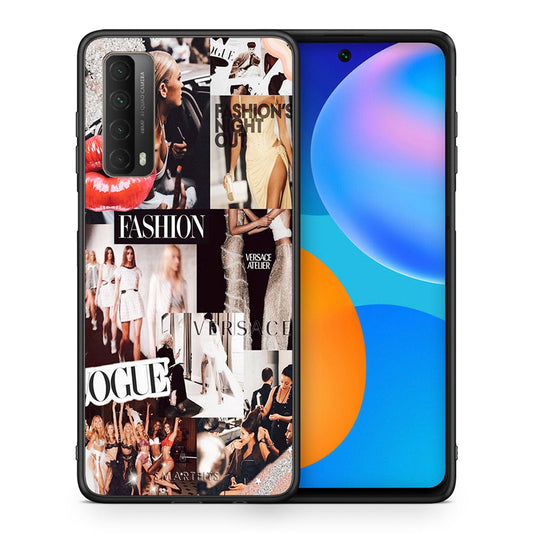 Θήκη Αγίου Βαλεντίνου Huawei P Smart 2021 Collage Fashion από τη Smartfits με σχέδιο στο πίσω μέρος και μαύρο περίβλημα | Huawei P Smart 2021 Collage Fashion case with colorful back and black bezels