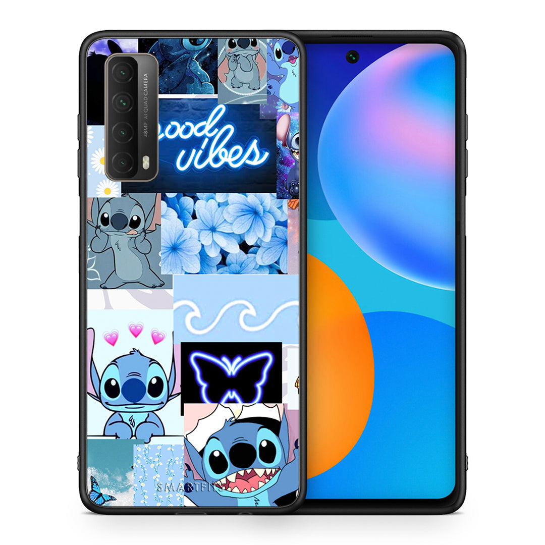 Θήκη Αγίου Βαλεντίνου Huawei P Smart 2021 Collage Good Vibes από τη Smartfits με σχέδιο στο πίσω μέρος και μαύρο περίβλημα | Huawei P Smart 2021 Collage Good Vibes case with colorful back and black bezels