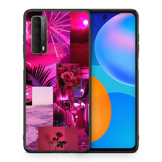 Θήκη Αγίου Βαλεντίνου Huawei P Smart 2021 Collage Red Roses από τη Smartfits με σχέδιο στο πίσω μέρος και μαύρο περίβλημα | Huawei P Smart 2021 Collage Red Roses case with colorful back and black bezels