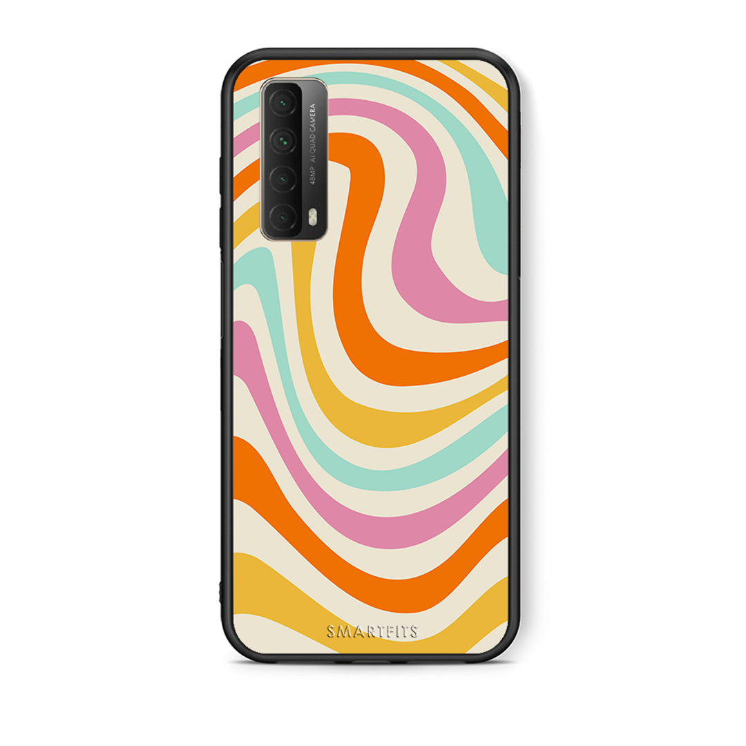 Θήκη Huawei P Smart 2021 Colourful Waves από τη Smartfits με σχέδιο στο πίσω μέρος και μαύρο περίβλημα | Huawei P Smart 2021 Colourful Waves case with colorful back and black bezels