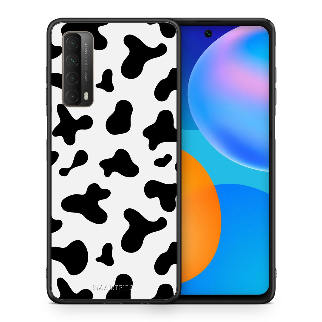 Θήκη Huawei P Smart 2021 Cow Print από τη Smartfits με σχέδιο στο πίσω μέρος και μαύρο περίβλημα | Huawei P Smart 2021 Cow Print case with colorful back and black bezels