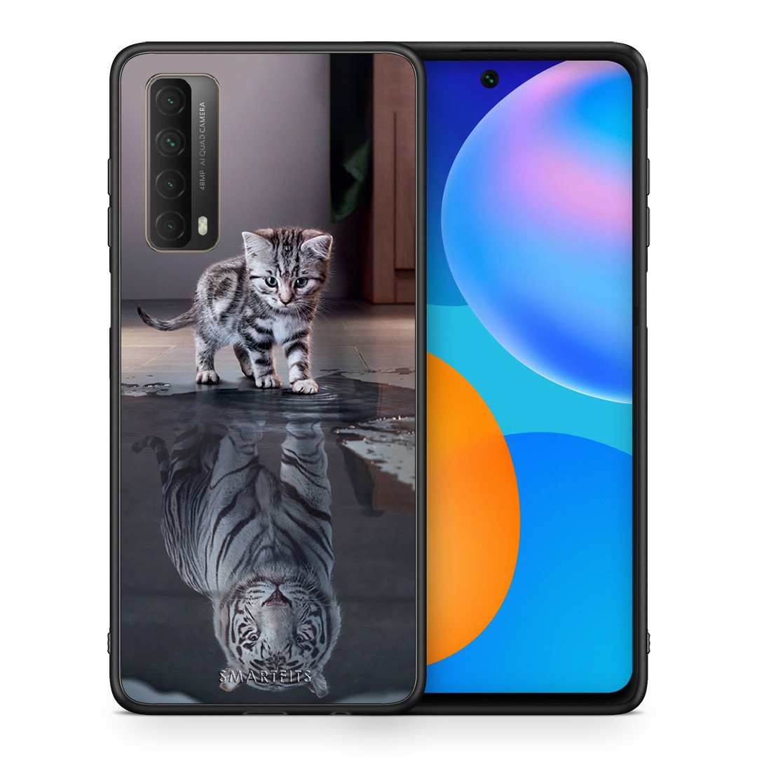 Θήκη Huawei P Smart 2021 Tiger Cute από τη Smartfits με σχέδιο στο πίσω μέρος και μαύρο περίβλημα | Huawei P Smart 2021 Tiger Cute case with colorful back and black bezels