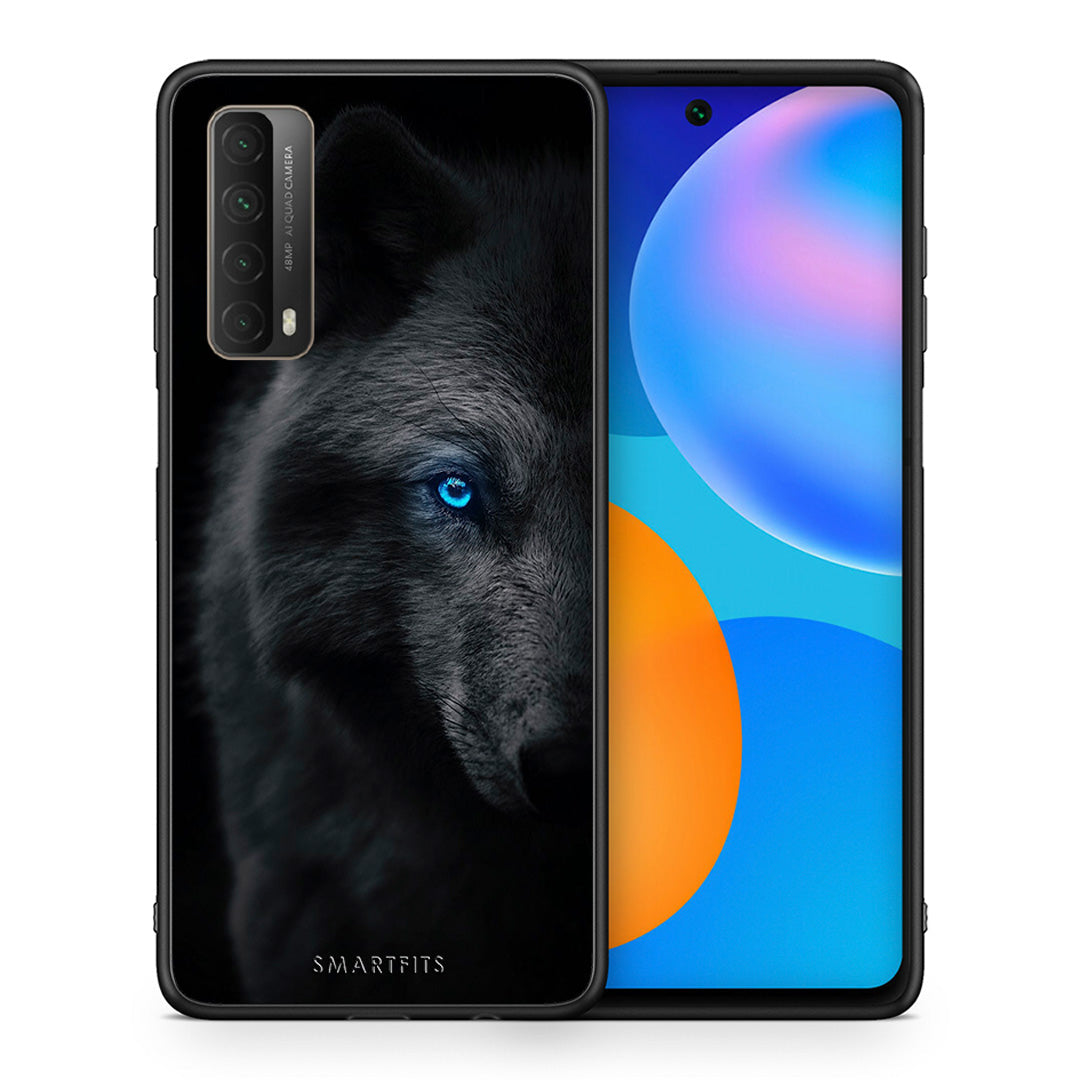 Θήκη Huawei P Smart 2021 Dark Wolf από τη Smartfits με σχέδιο στο πίσω μέρος και μαύρο περίβλημα | Huawei P Smart 2021 Dark Wolf case with colorful back and black bezels