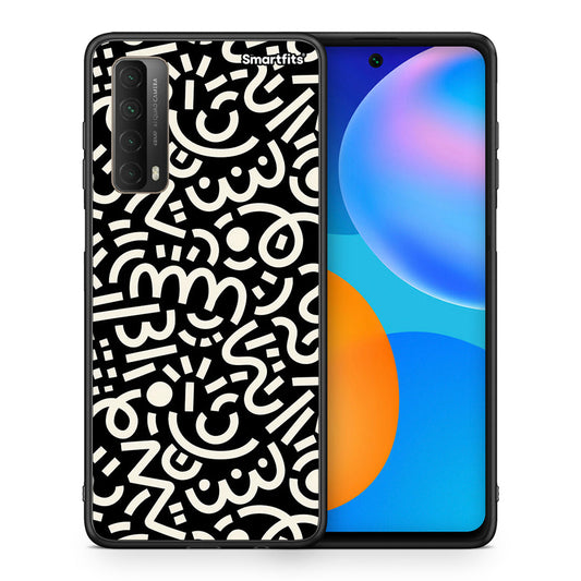 Θήκη Huawei P Smart 2021 Doodle Art από τη Smartfits με σχέδιο στο πίσω μέρος και μαύρο περίβλημα | Huawei P Smart 2021 Doodle Art case with colorful back and black bezels