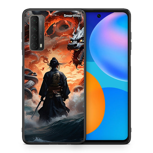 Θήκη Huawei P Smart 2021 Dragons Fight από τη Smartfits με σχέδιο στο πίσω μέρος και μαύρο περίβλημα | Huawei P Smart 2021 Dragons Fight case with colorful back and black bezels
