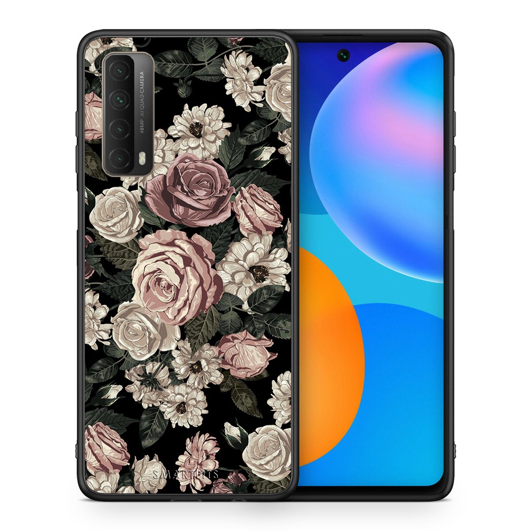 Θήκη Huawei P Smart 2021 Wild Roses Flower από τη Smartfits με σχέδιο στο πίσω μέρος και μαύρο περίβλημα | Huawei P Smart 2021 Wild Roses Flower case with colorful back and black bezels