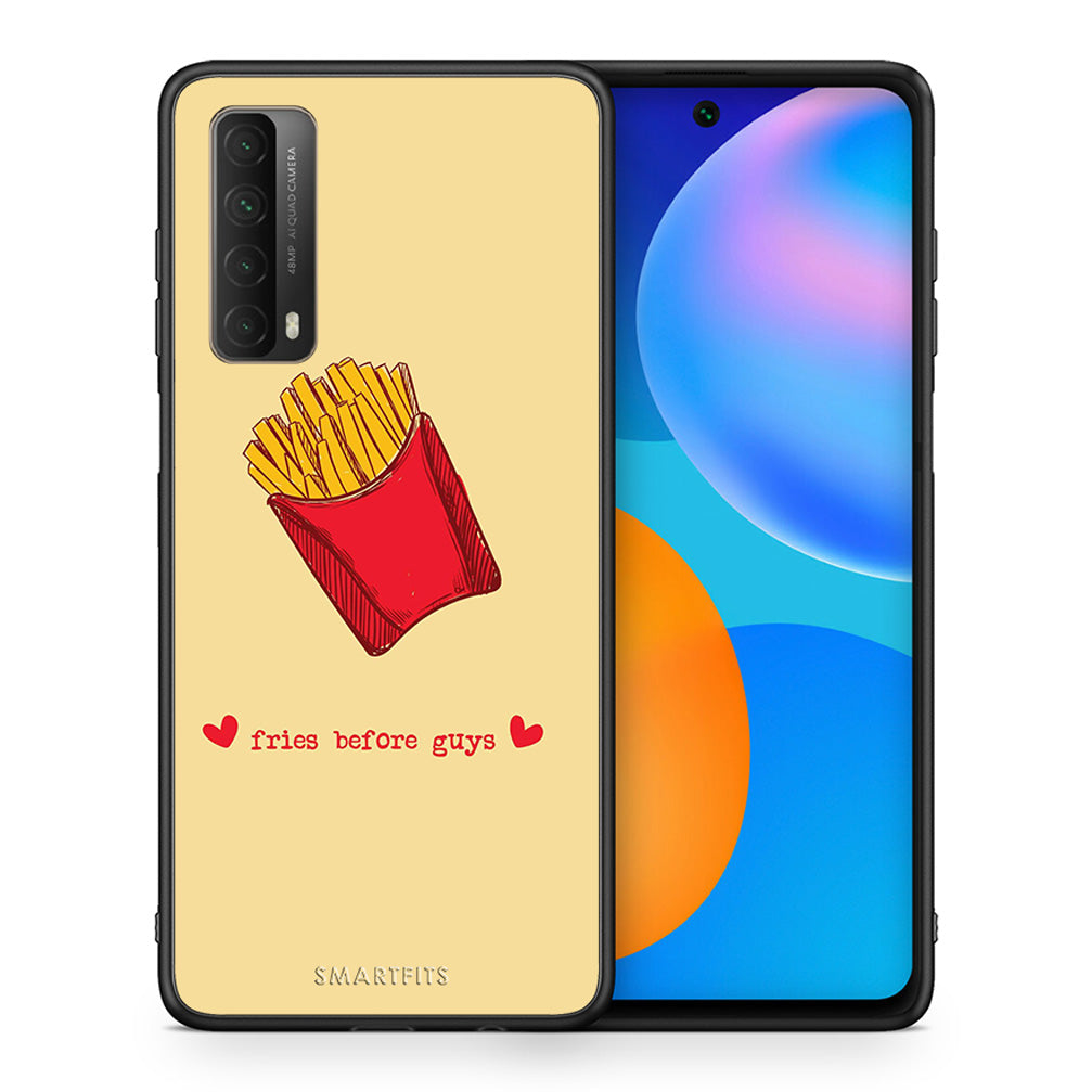 Θήκη Αγίου Βαλεντίνου Huawei P Smart 2021 Fries Before Guys από τη Smartfits με σχέδιο στο πίσω μέρος και μαύρο περίβλημα | Huawei P Smart 2021 Fries Before Guys case with colorful back and black bezels