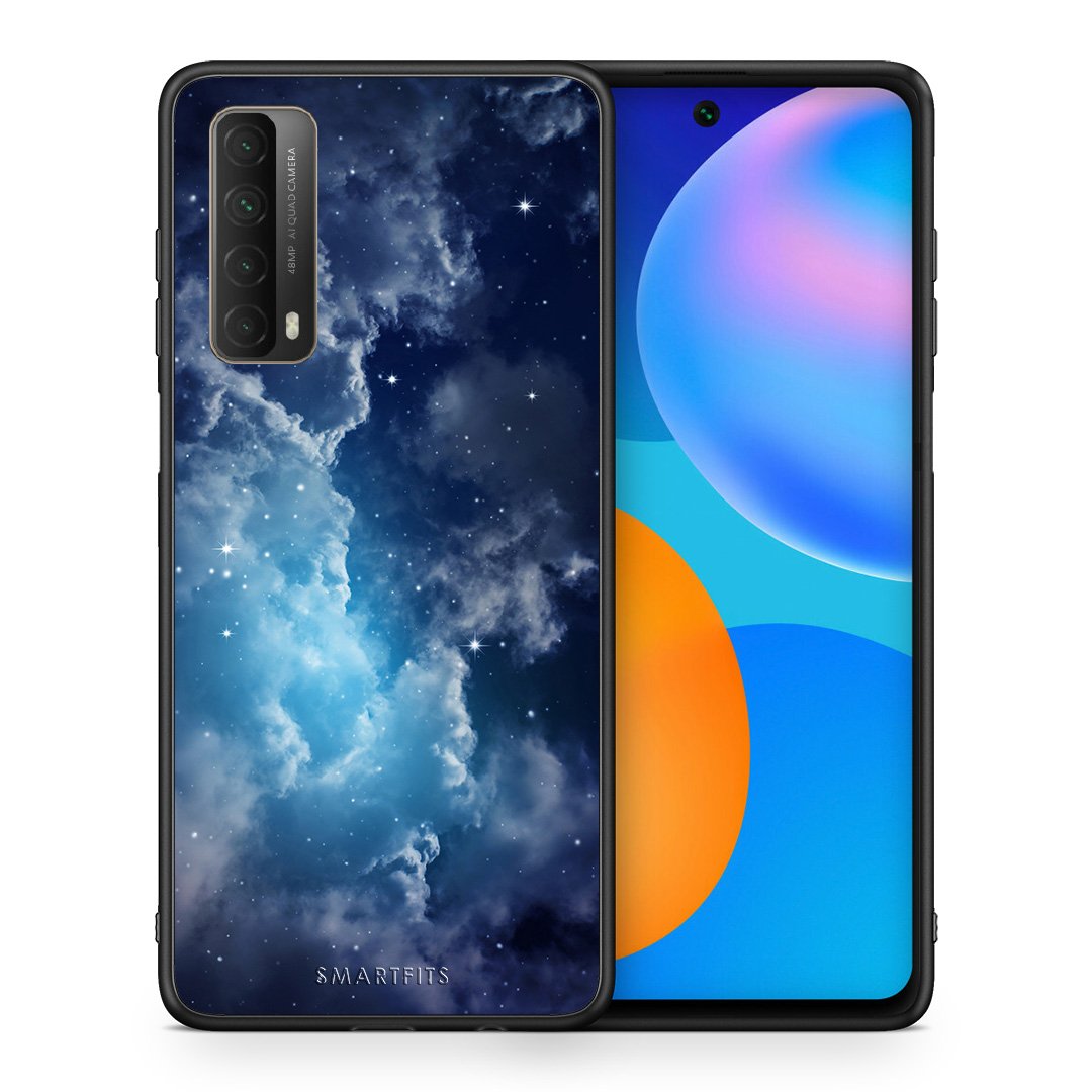 Θήκη Huawei P Smart 2021 Blue Sky Galaxy από τη Smartfits με σχέδιο στο πίσω μέρος και μαύρο περίβλημα | Huawei P Smart 2021 Blue Sky Galaxy case with colorful back and black bezels