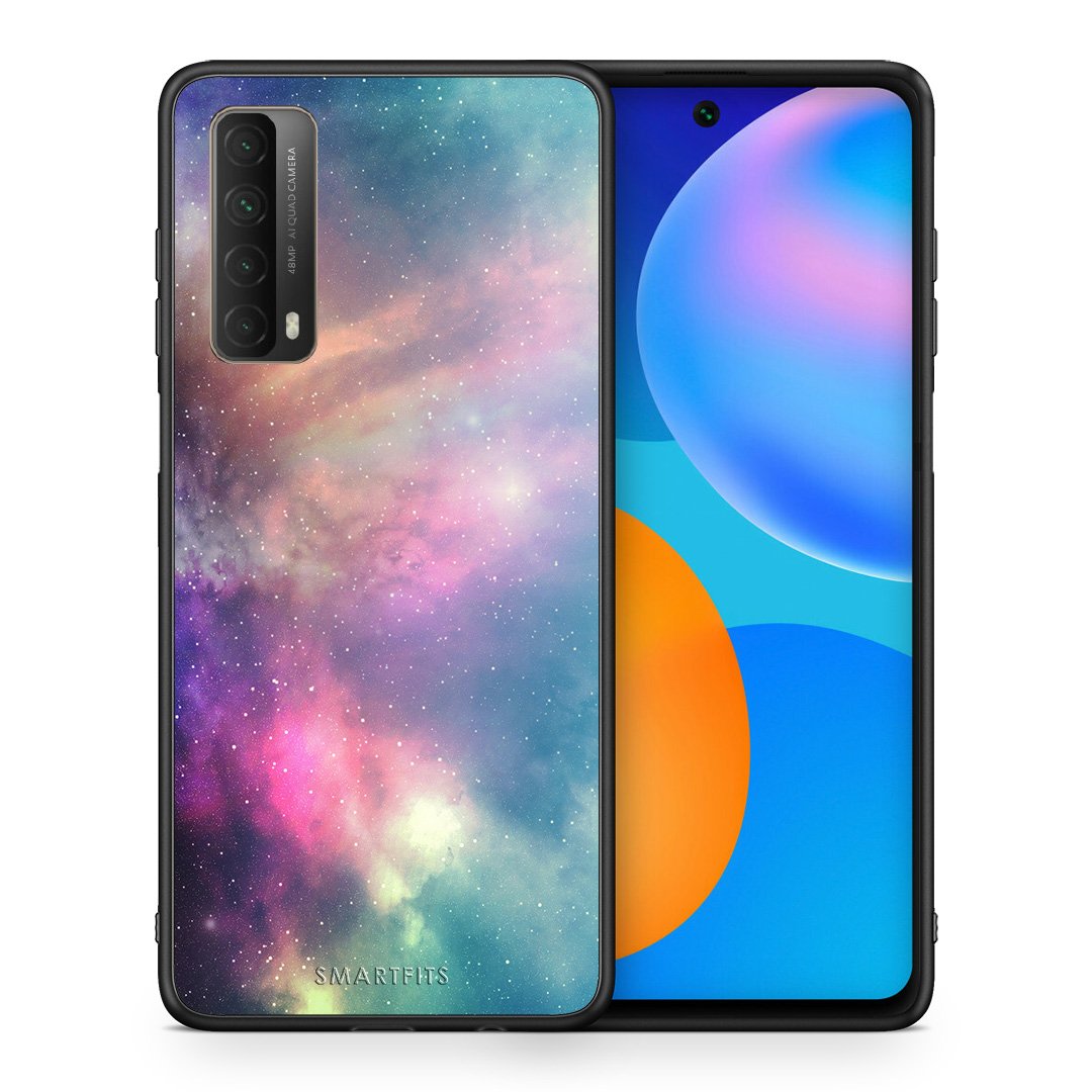 Θήκη Huawei P Smart 2021 Rainbow Galaxy από τη Smartfits με σχέδιο στο πίσω μέρος και μαύρο περίβλημα | Huawei P Smart 2021 Rainbow Galaxy case with colorful back and black bezels