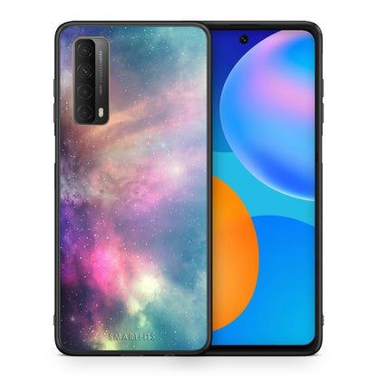 Θήκη Huawei P Smart 2021 Rainbow Galaxy από τη Smartfits με σχέδιο στο πίσω μέρος και μαύρο περίβλημα | Huawei P Smart 2021 Rainbow Galaxy case with colorful back and black bezels