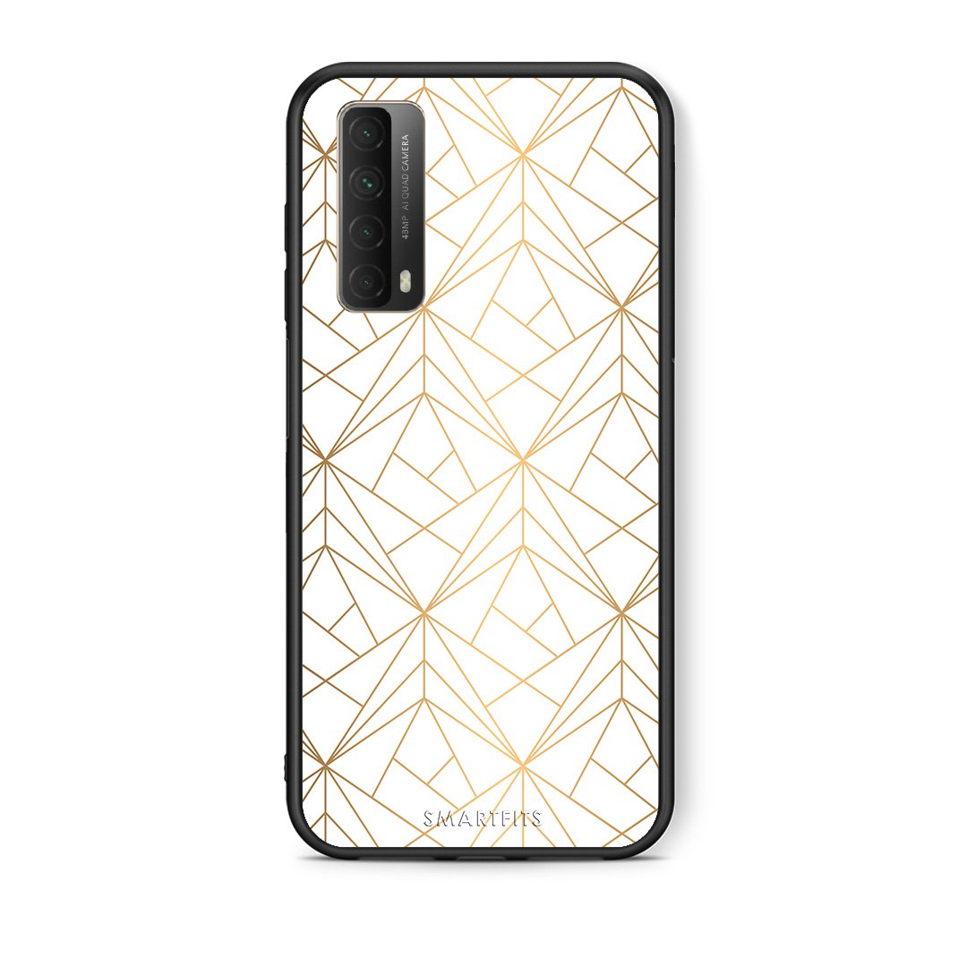 Θήκη Huawei P Smart 2021 Luxury White Geometric από τη Smartfits με σχέδιο στο πίσω μέρος και μαύρο περίβλημα | Huawei P Smart 2021 Luxury White Geometric case with colorful back and black bezels