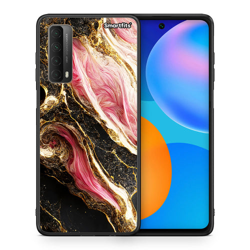 Θήκη Huawei P Smart 2021 Glamorous Pink Marble από τη Smartfits με σχέδιο στο πίσω μέρος και μαύρο περίβλημα | Huawei P Smart 2021 Glamorous Pink Marble case with colorful back and black bezels
