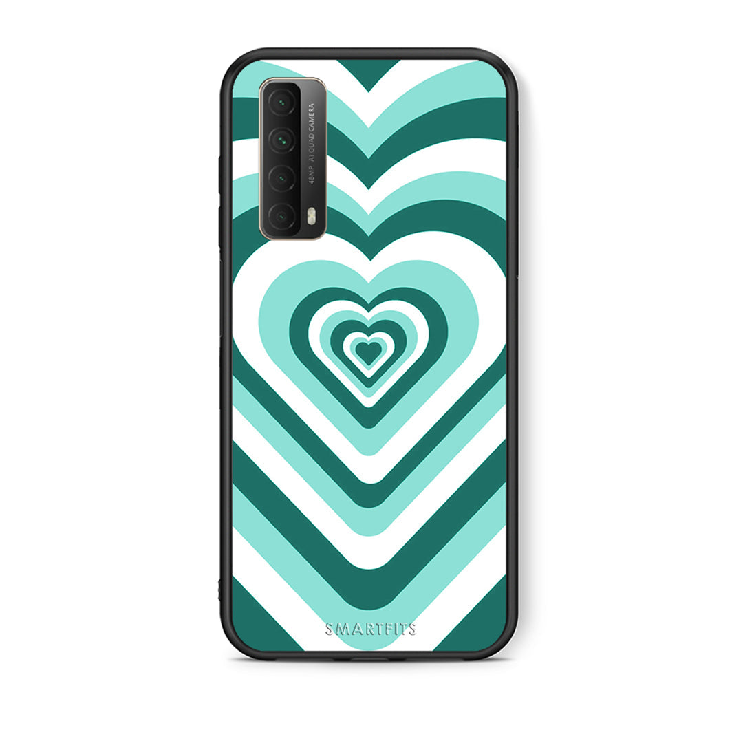 Θήκη Huawei P Smart 2021 Green Hearts από τη Smartfits με σχέδιο στο πίσω μέρος και μαύρο περίβλημα | Huawei P Smart 2021 Green Hearts case with colorful back and black bezels