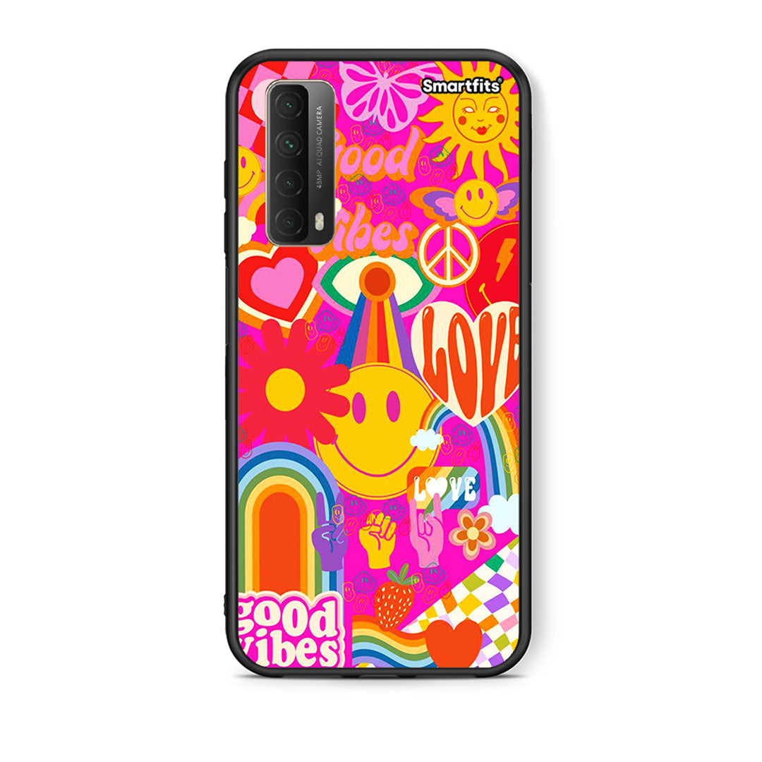 Θήκη Huawei P Smart 2021 Hippie Love από τη Smartfits με σχέδιο στο πίσω μέρος και μαύρο περίβλημα | Huawei P Smart 2021 Hippie Love case with colorful back and black bezels