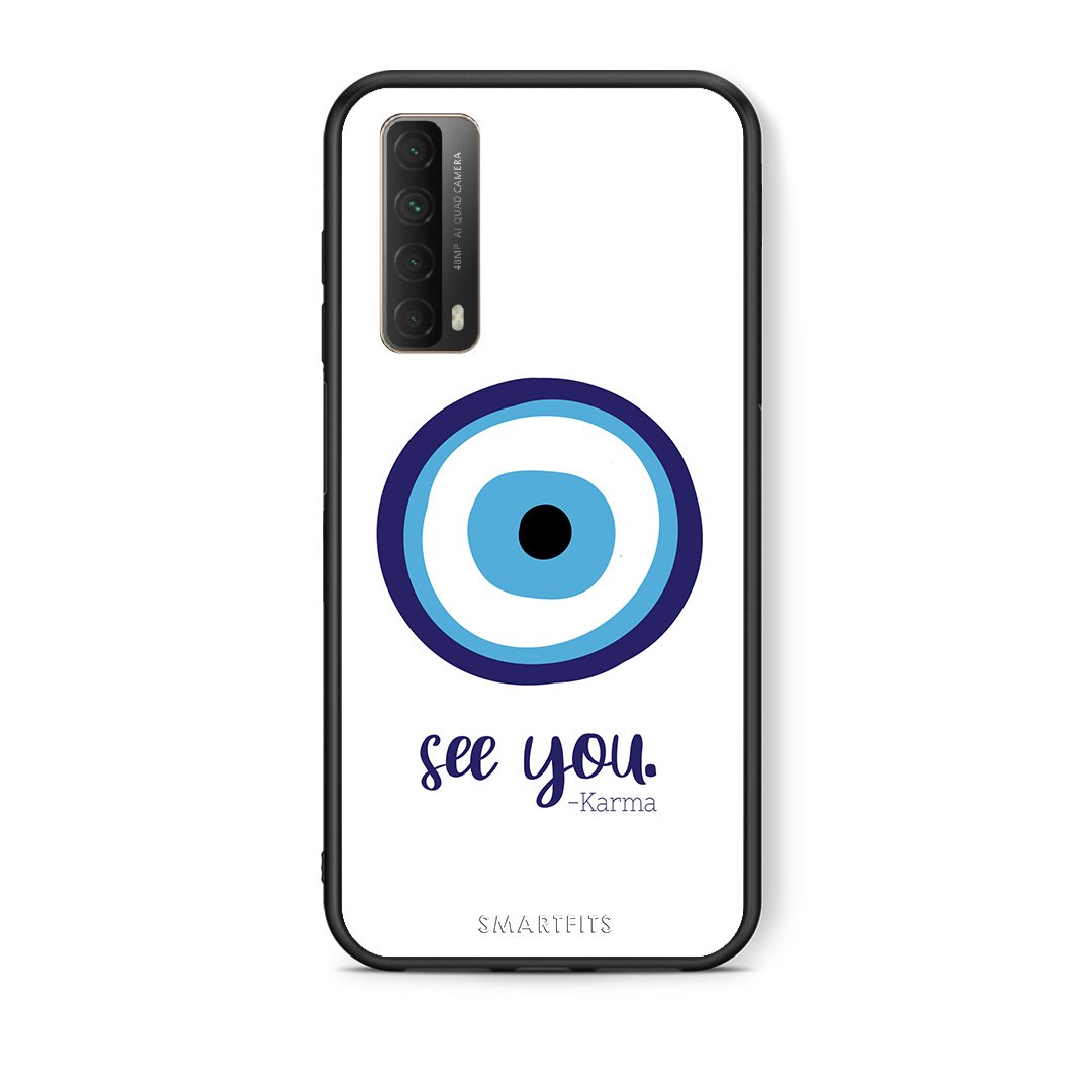 Θήκη Huawei P Smart 2021 Karma Says από τη Smartfits με σχέδιο στο πίσω μέρος και μαύρο περίβλημα | Huawei P Smart 2021 Karma Says case with colorful back and black bezels