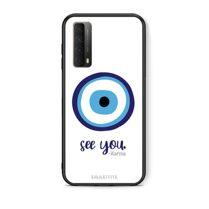 Θήκη Huawei P Smart 2021 Karma Says από τη Smartfits με σχέδιο στο πίσω μέρος και μαύρο περίβλημα | Huawei P Smart 2021 Karma Says case with colorful back and black bezels