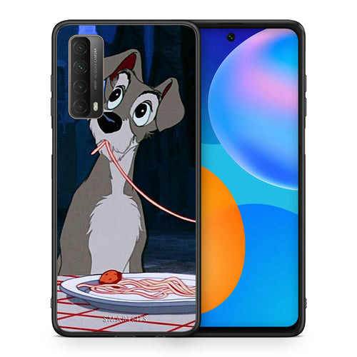 Θήκη Αγίου Βαλεντίνου Huawei P Smart 2021 Lady And Tramp 1 από τη Smartfits με σχέδιο στο πίσω μέρος και μαύρο περίβλημα | Huawei P Smart 2021 Lady And Tramp 1 case with colorful back and black bezels