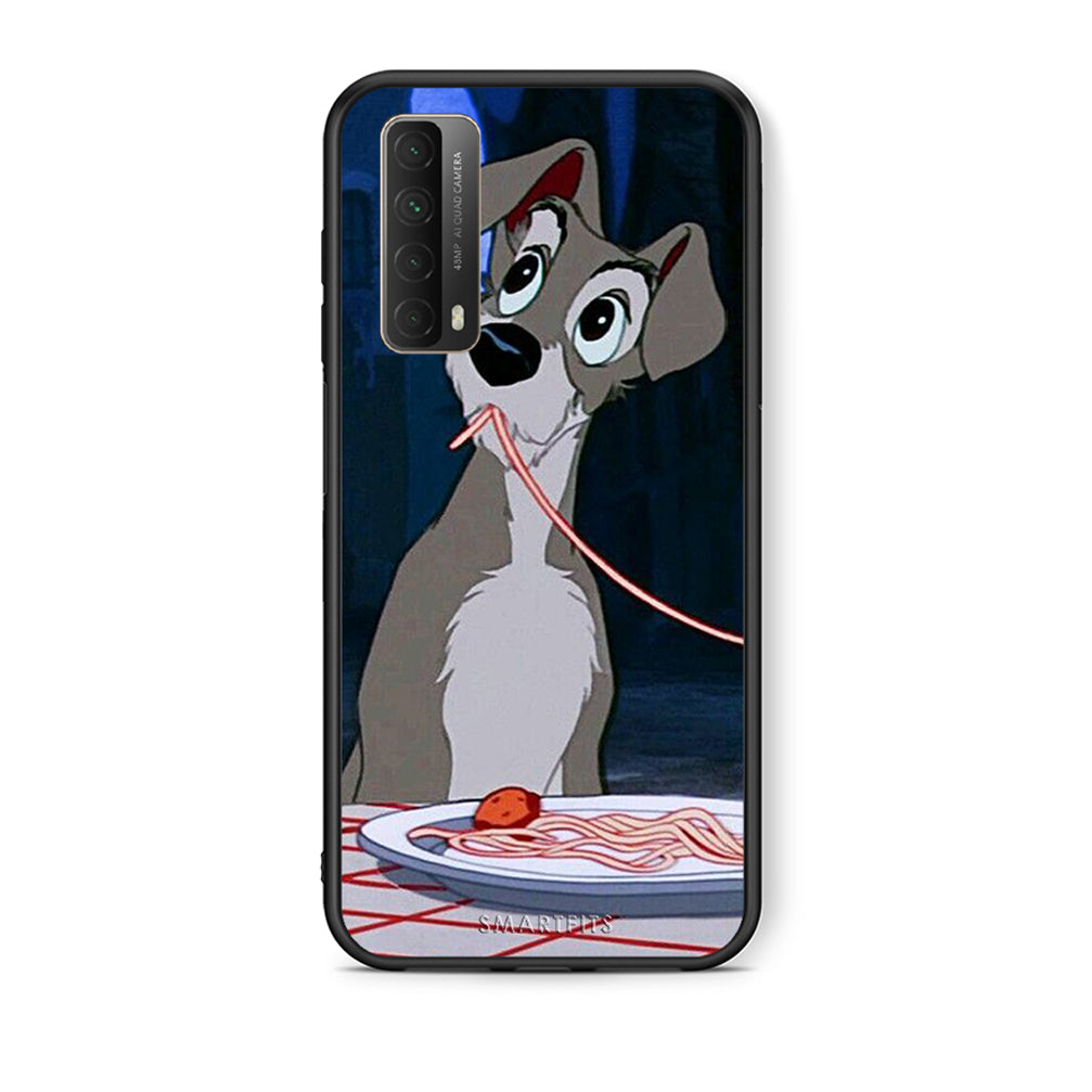 Θήκη Αγίου Βαλεντίνου Huawei P Smart 2021 Lady And Tramp 1 από τη Smartfits με σχέδιο στο πίσω μέρος και μαύρο περίβλημα | Huawei P Smart 2021 Lady And Tramp 1 case with colorful back and black bezels