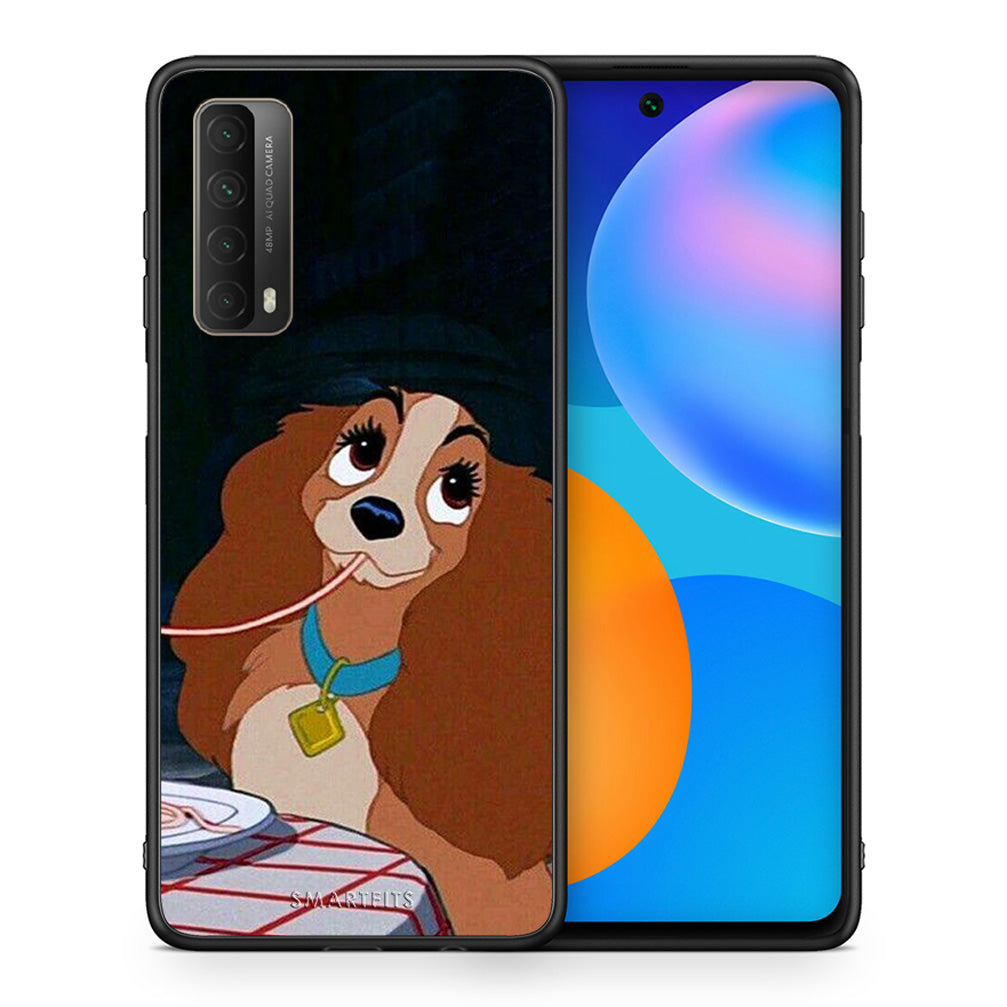 Θήκη Αγίου Βαλεντίνου Huawei P Smart 2021 Lady And Tramp 2 από τη Smartfits με σχέδιο στο πίσω μέρος και μαύρο περίβλημα | Huawei P Smart 2021 Lady And Tramp 2 case with colorful back and black bezels