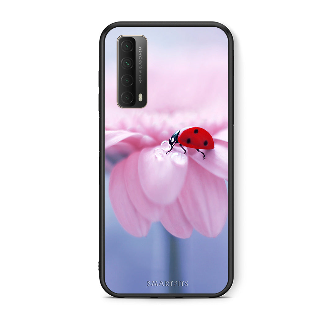 Θήκη Huawei P Smart 2021 Ladybug Flower από τη Smartfits με σχέδιο στο πίσω μέρος και μαύρο περίβλημα | Huawei P Smart 2021 Ladybug Flower case with colorful back and black bezels