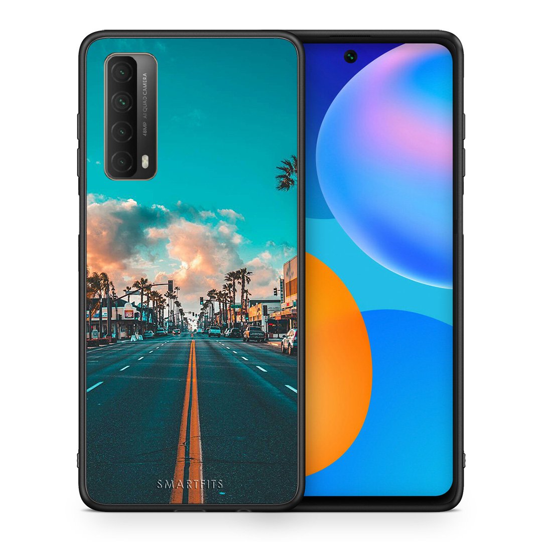 Θήκη Huawei P Smart 2021 City Landscape από τη Smartfits με σχέδιο στο πίσω μέρος και μαύρο περίβλημα | Huawei P Smart 2021 City Landscape case with colorful back and black bezels