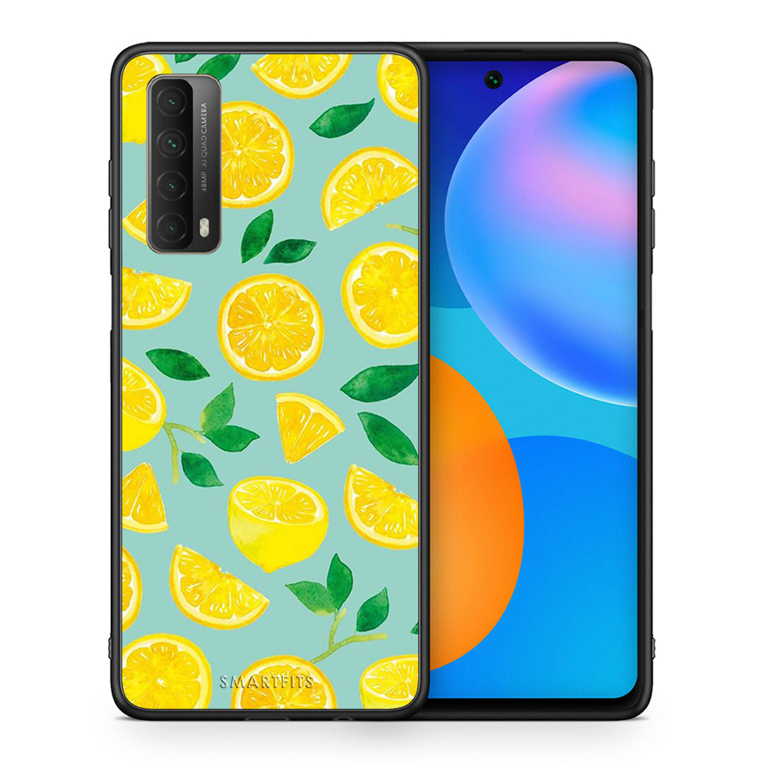 Θήκη Huawei P Smart 2021 Lemons από τη Smartfits με σχέδιο στο πίσω μέρος και μαύρο περίβλημα | Huawei P Smart 2021 Lemons case with colorful back and black bezels