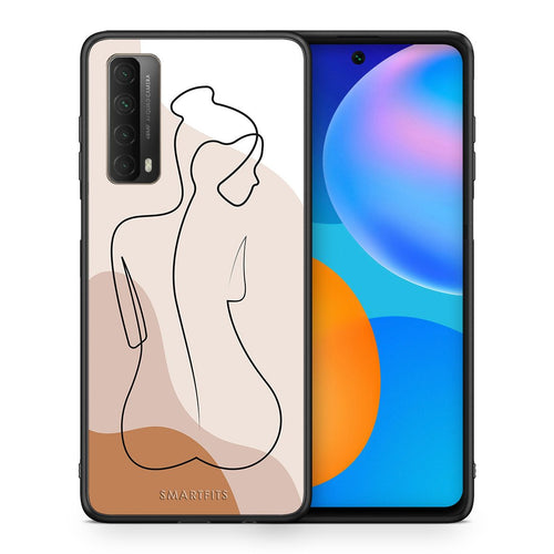 Θήκη Huawei P Smart 2021 LineArt Woman από τη Smartfits με σχέδιο στο πίσω μέρος και μαύρο περίβλημα | Huawei P Smart 2021 LineArt Woman case with colorful back and black bezels