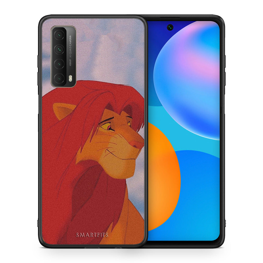 Θήκη Αγίου Βαλεντίνου Huawei P Smart 2021 Lion Love 1 από τη Smartfits με σχέδιο στο πίσω μέρος και μαύρο περίβλημα | Huawei P Smart 2021 Lion Love 1 case with colorful back and black bezels