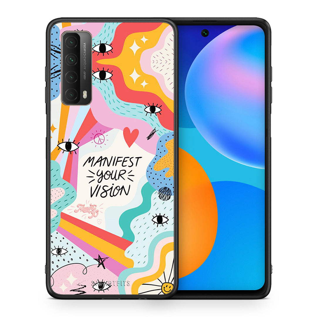 Θήκη Huawei P Smart 2021 Manifest Your Vision από τη Smartfits με σχέδιο στο πίσω μέρος και μαύρο περίβλημα | Huawei P Smart 2021 Manifest Your Vision case with colorful back and black bezels