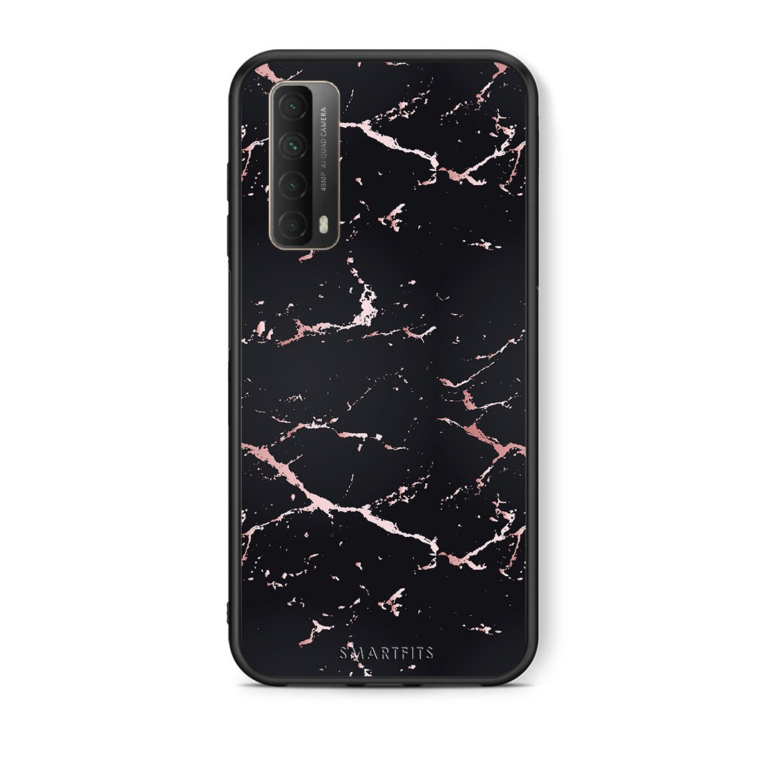 Θήκη Huawei P Smart 2021 Black Rosegold Marble από τη Smartfits με σχέδιο στο πίσω μέρος και μαύρο περίβλημα | Huawei P Smart 2021 Black Rosegold Marble case with colorful back and black bezels