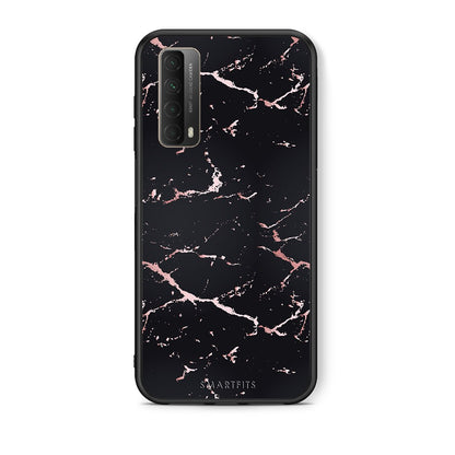 Θήκη Huawei P Smart 2021 Black Rosegold Marble από τη Smartfits με σχέδιο στο πίσω μέρος και μαύρο περίβλημα | Huawei P Smart 2021 Black Rosegold Marble case with colorful back and black bezels