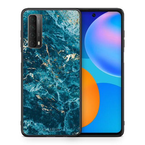 Θήκη Huawei P Smart 2021 Marble Blue από τη Smartfits με σχέδιο στο πίσω μέρος και μαύρο περίβλημα | Huawei P Smart 2021 Marble Blue case with colorful back and black bezels