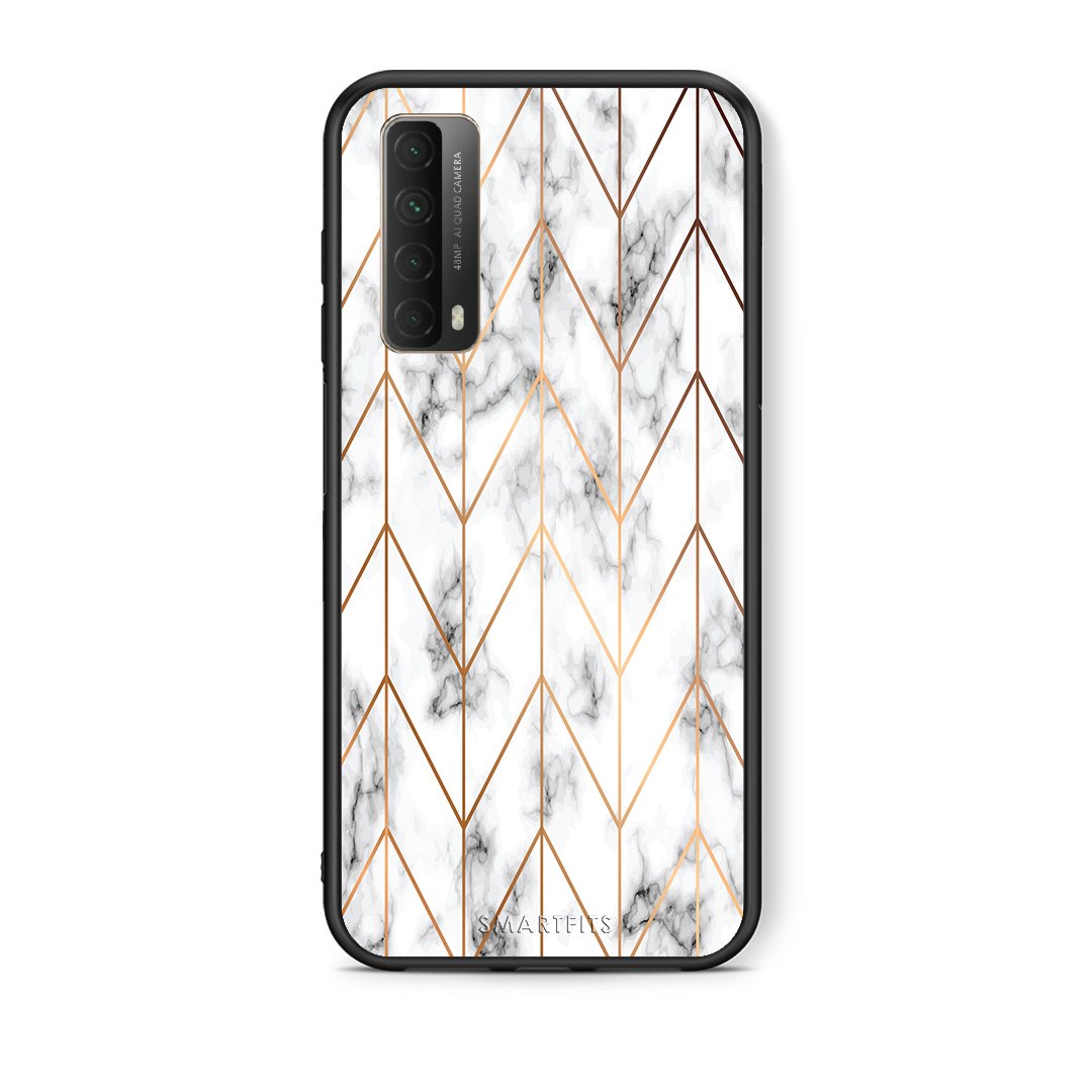Θήκη Huawei P Smart 2021 Gold Geometric Marble από τη Smartfits με σχέδιο στο πίσω μέρος και μαύρο περίβλημα | Huawei P Smart 2021 Gold Geometric Marble case with colorful back and black bezels