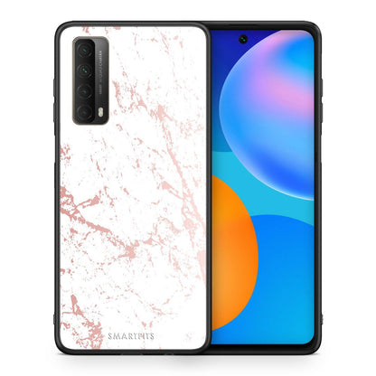 Θήκη Huawei P Smart 2021 Pink Splash Marble από τη Smartfits με σχέδιο στο πίσω μέρος και μαύρο περίβλημα | Huawei P Smart 2021 Pink Splash Marble case with colorful back and black bezels