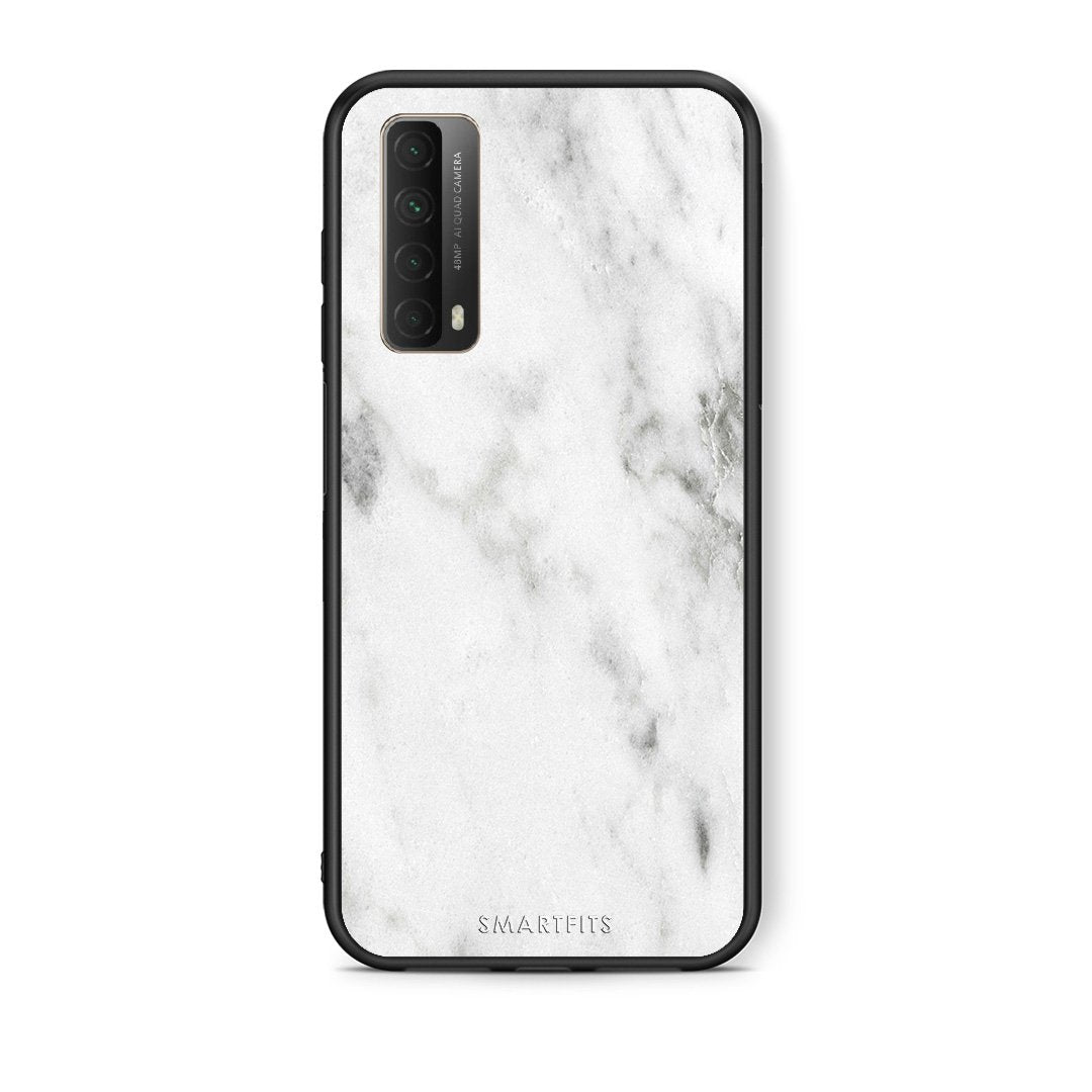 Θήκη Huawei P Smart 2021 White Marble από τη Smartfits με σχέδιο στο πίσω μέρος και μαύρο περίβλημα | Huawei P Smart 2021 White Marble case with colorful back and black bezels