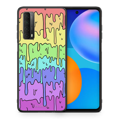 Θήκη Huawei P Smart 2021 Melting Rainbow από τη Smartfits με σχέδιο στο πίσω μέρος και μαύρο περίβλημα | Huawei P Smart 2021 Melting Rainbow case with colorful back and black bezels