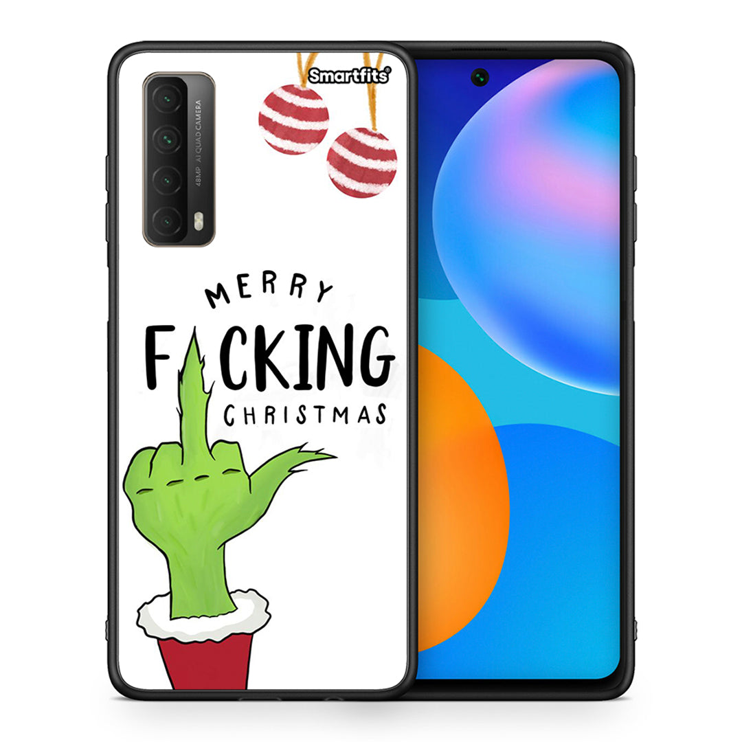 Θήκη Huawei P Smart 2021 Merry F Xmas από τη Smartfits με σχέδιο στο πίσω μέρος και μαύρο περίβλημα | Huawei P Smart 2021 Merry F Xmas case with colorful back and black bezels
