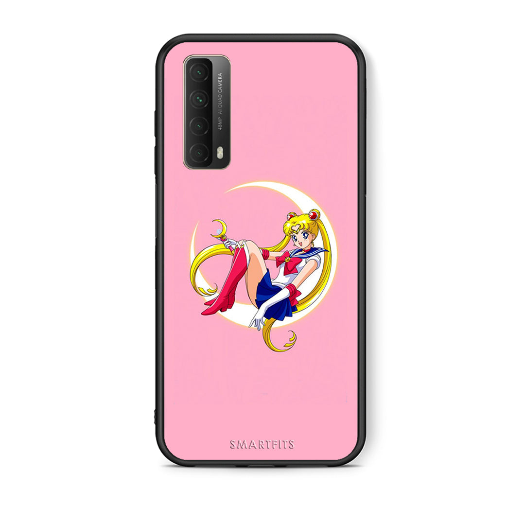 Θήκη Huawei P Smart 2021 Moon Girl από τη Smartfits με σχέδιο στο πίσω μέρος και μαύρο περίβλημα | Huawei P Smart 2021 Moon Girl case with colorful back and black bezels