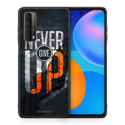Θήκη Αγίου Βαλεντίνου Huawei P Smart 2021 Never Give Up από τη Smartfits με σχέδιο στο πίσω μέρος και μαύρο περίβλημα | Huawei P Smart 2021 Never Give Up case with colorful back and black bezels